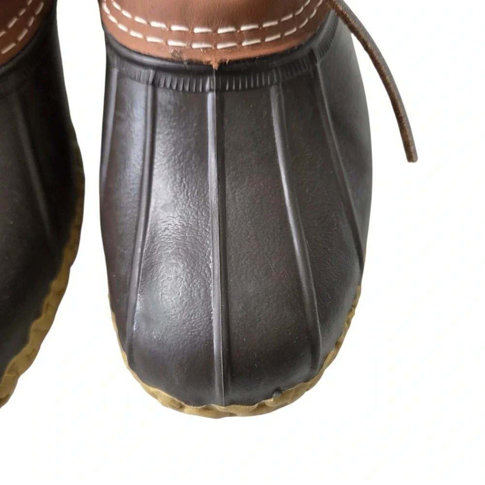 L.L. Bean Mens Bean Boots Low Cut SZ 7N Brown Leather Rubber Shoes Waterproof